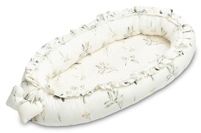 SENSILLO Baby Nestchen Kokon Neugeborene - Komfort und Sicherheit ab Ersten Lebenstagen - Schützt das Baby - Velvet Reisebett für Babys Säuglinge - Sehr strapazierfähig - 80x45, Olive Creme