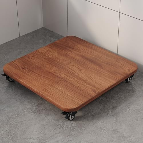 Carrello Portavasi in legno massello di rovere con ruote bloccabili,Carrello per Piante da interno,Sottovaso con Ruote per vasi di fiori,patio,giardino e arredamento for la casa(Square 60x60cm)