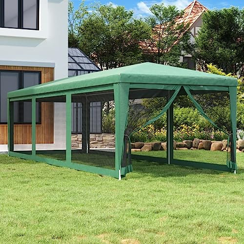 Snsowed Tenda per Feste con 8 Pareti Laterali in Rete Verde 3x9 m HDPE,Tenda per Feste,Tende per Eventi e Tendoni,Tende per Gazebo Esterno-319243
