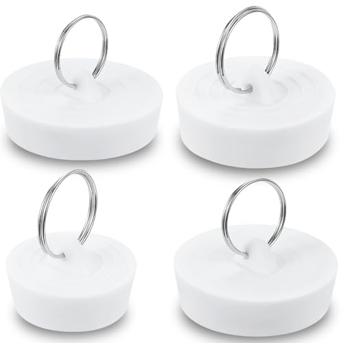 Chtaoxin Sink Plug Replacement, 4PCS Bathtub Plug with Hanging Ring, Universal Drain Stopper for Kitchen Sink Plug, Wash Basin - 4 Sizes