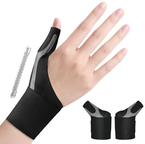 JTF Elastische Daumen Handgelenkschiene Kompressionshülse - 2 Stücke Weiches Gewebe Daumen Handschuh Auskleidung für Leichte Schmerzlinderung Protektor für Damen & Herren (M,Schwarz)