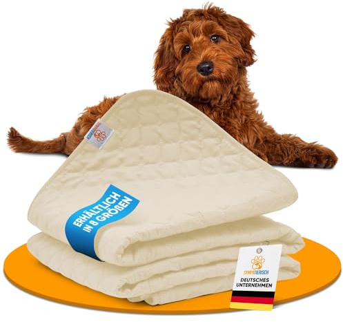 SympaTierisch - wasserdichte Hundedecke - Robuste Hundematte als Schutz für Sofa & Bett - rutschfeste Hundedecke auch für große Hunde geeignet - in der Waschmaschine waschbar (Beige, 100x80)