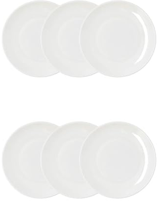 Bidasoa Set de 6 platos Harmony Hydrozero de porcelana 21 cm | Blanco, Porcelana, formato redondo, acabado brillo, 21 cm, 6 piezas, apilable, apto para microondas, apto para frigorífico