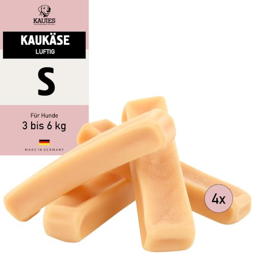 Kauies Kaukäse - 100% natürliche Käsestange für Hunde aus frischer Kuhmilch, proteinreich, laktosefrei, glutenfrei, Zahnpflege, Handmade in Germany - Größe S (4 x 35g) für Hunde bis 6kg