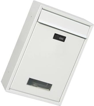WallMount - Cassetta delle lettere con codice LockSecure, montaggio a parete, per posta e riviste, design antifurto, resistente alle intemperie, elegante finitura bianca