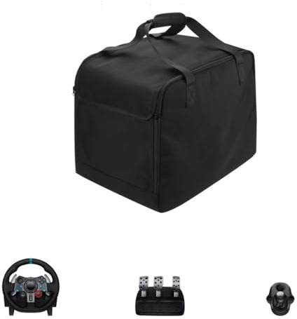 Portable Storage Bag Suitable for Logitech G29 Racing Steering Wheel + Brake Pedal + Gear Shift Carrying Case Travel Organizer Bag Black