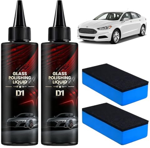 OIXYA car scratch remover, D1 glass polishing liquid, 150 ml x 2 polish voiture, contre les rayures sur les vitres - Améliore la clarté et la visibilité, Liquide de polissage pour voiture amélioré