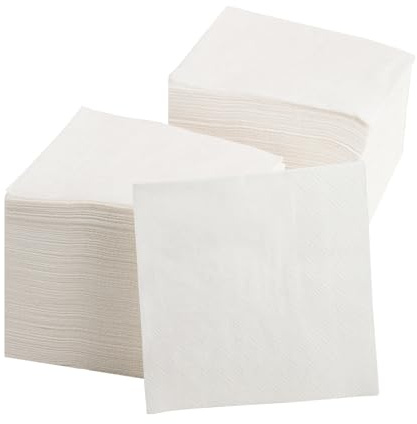 GUANGBO 1000 PCS Napkins 2 Ply 4.9 X 4.9 Plain White Beverage Napkins Disposable Four Folded Cocktails Paper Napkins Folded