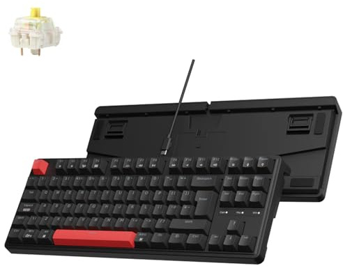 Keychron C3 Pro Custom Gaming Keyboard ISO UK Layout, QMK/VIA Programmable 87 Keys Compact TKL Wired Mechanical Keyboard, Red LED Backlits Gasket Mount with Banana Switch for Mac/Windows/Linux