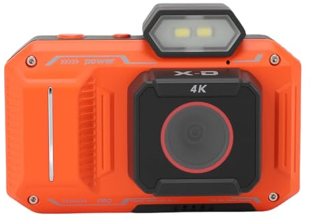 Generic Fotocamera Digitale 4K Compatta con Messa a Fuoco Automatica Fotocamera Vlog da 65 MP con Flash LED per Viaggi Fotografici, Zoom Digitale 18x, Piccola (ORANGE)
