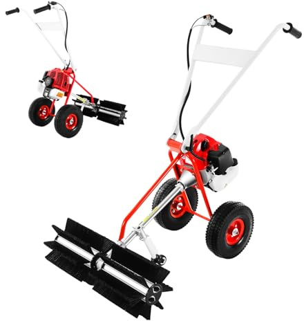 Levkitch Kehrmaschine Benzin 1.7hp MotorbesenSchneefräse,2 Takt 43CC Schneeschieber Schnee Sweeper,60cm Arbeitsbreite (Benzin,2 Takt 43CC.60cm)
