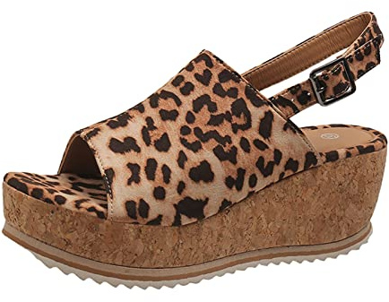 Uwdiohq Zapatos De Mujer Sandalias Cuña Estilo Bohemio Playa Color Mostaza (Brown, 42) Con Plataforma Waterproof Sandals For Women Rehabilitación Barefoot Elegantes Para Llevar Plantillas Planas