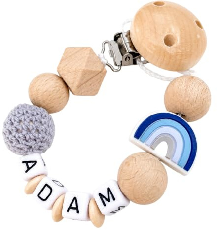 Individuell gestaltetes Babygeschenk personalisiertes baby geschenk mit Namen für Mädchen oder Junge Baby Geschenk personalisiert zur Geburt & Taufe Regenbogen (Blau)
