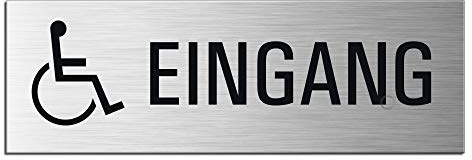 Schild Eingang Behinderte Türschild 240 x 80 mm Türschild Aluminium selbstklebend Nr.25155-S