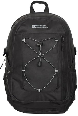 Mountain Warehouse Peregrine Laptop Bag 30L - Large Day Pack with Padded Airmesh Back, Bottle & Laptop Pocket - All Season Camping, Hiking, Outdoors & Trekking Black One Size