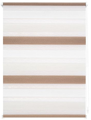 Lichtblick Doppelrollo Klemmfix ohne Bohren, Streifen Bunt, Blickdicht, Klemmträger-Montage, Sichtschutz, Wandmongtage, Deckenmontage, für Fenster und Türen Creme - Weiß - Braun,80 cm x 200 cm (B x L)