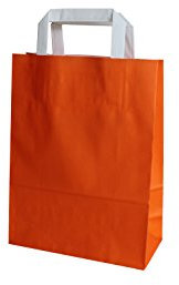 PGV Papiertragetaschen mit Flachhenkel 22 + 10 x 29 cm (25 Stück, ORANGE)