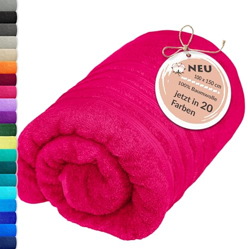 Lashuma XXL Badehandtuch - Strandtuch Rot - Rhabarber, London Frottee Handtuch groß 100x150 cm