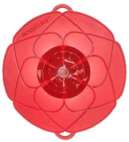 Kochblume L Ø14-24cm | Silikon Überkochschutz | Spritzschutz | Universaldeckel | Premium-Silikon | Hitzbeständig | Spülmaschinenfest | Farbe: rot