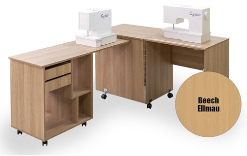 Comfort 8 | Nähmaschinenschrank | Nähmöbel | Nähtisch | Aufbewahrungsschrank | (Beech Ellmau)