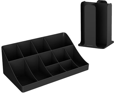Mind Reader Tassenkarussell- und Gewürz-Organizer-Set, Arbeitsplatte, Kaffeebar, 19 cm L x 19 cm B x 29 cm H, 2 Stück, Schwarz