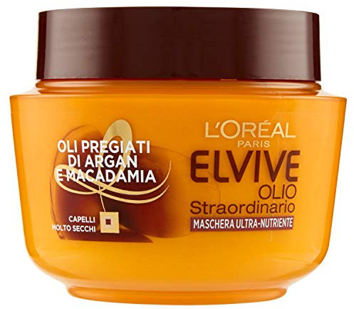 Elvive L'Oréal Paris Elvive Maschera Nutriente per Capelli Secchi o Spenti Olio Straordinario, 300 ml