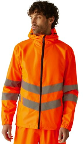 Regatta TRW497 18895 professionelle Warnschutzjacke, wasserfest und winddicht, verstaubar, Orange, Größe 3XL