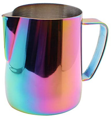 Dianoo Milchschäumkrug Aus Edelstahl Mit Titan überzogen Milchkännchen Latte Kunst Tasse Kaffee Latte Cappuccino Mehrfarbig 350ml