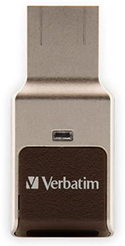 VERBATIM Fingerprint Secure USB-Stick - USB-3.2 Gen 1 - 32GB - memory-stick with fingerprint-recognition and encryption - USB-3 - external storage for Laptop Notebook and Co - brown/gold