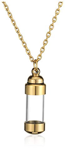 Jovivi Edelstahl Asche Schmuck Memorial Urnen Acryl Flasche Anhänger Öffnen Kette Kapsel Pendant Halskette Gedenk Geschenk