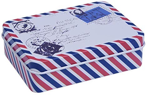 Uteruik Scatola portaoggetti rettangolare, in latta, stile retrò, piccole dimensioni, porta boccette o portagioie, decorazione per la casa, idea regalo