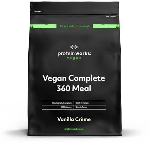 Protein Works - Vegan Complete 360 Meal Shake, 100% Vegan Meal Replacement Powder, Complete Meal, Plant Based Meal Shake, 10 Meals, Vanilla Crème, 1kg