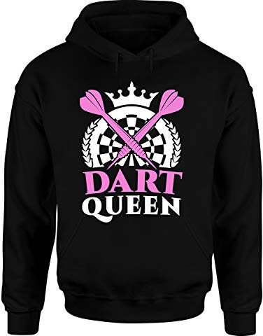 Dart Queen Hoodie Unisex Dart Spruch T-Shirt, Farbe: Schwarz, Größe: X-Small