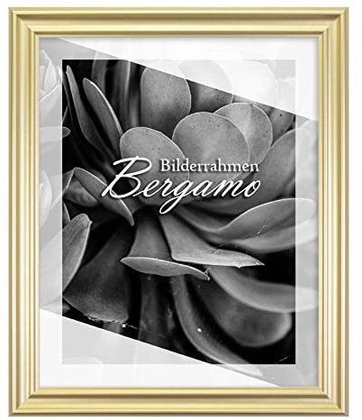BIRAPA Bergamo Bilderrahmen Gold Schlicht- Optik - Bilder Rahmen 50x65cm - Fotorahmen Glas antireflex Plexiglasscheibe - Wanddeko Fotowand Fotogeschenke