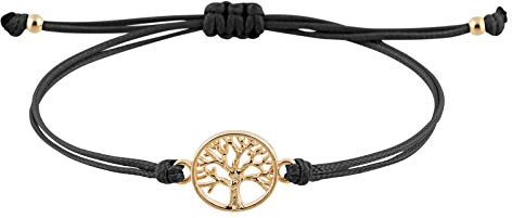 StarAppeal Lebensbaum Freundschafts Armband mit Perlen in Silber und Gold, Größenverstellbar, Mädchen, Damen, Handmade (Schwarz-Gold)