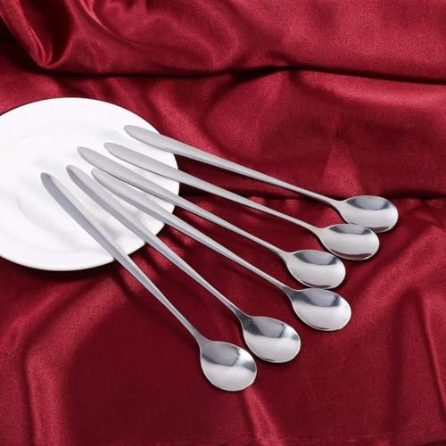 cucchiaio da mescolare in acciaio inossidabile da 18,6 cmcucchiaio da caffè a manico lungo Cucchiaini da cocktail, Cucchiaio da tè freddo da 6 pezzi Lunch Box
