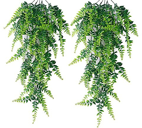 Colrid 2 Pezzi Artificiali Felci Piante, Finte Edera Piante, Piante Artificiali da Appendere, Realistico, Durevole, Senza Manutenzione, per Interni, Esterni, Balcone, Vaso, Matrimonio, Giardino