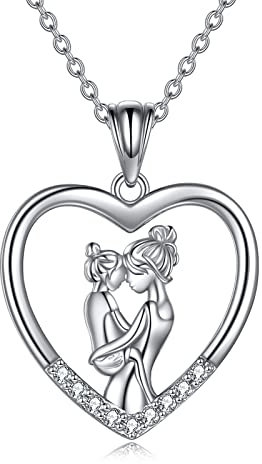 Geschenke für Mama 925 Sterling Silber Mutter und Tochter Halskette Muttertag Kette Geburtstag Anhänger Schmuck für Mama Damen