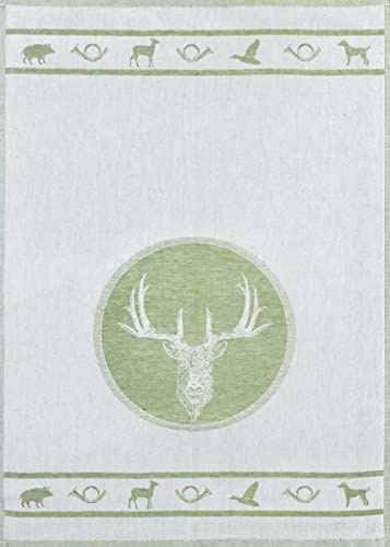 KRACHT Geschirrtuch Jacquard Halbleinen Jagd hellgrün 50x70 cm