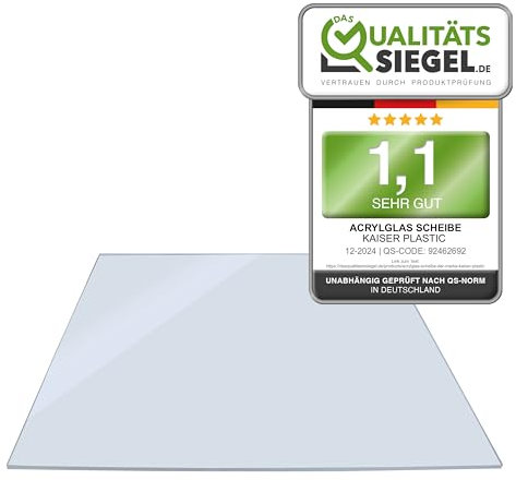 KAISER plastic Placa de cristal acrílico 400 x 600 mm, placa de plástico de 5 mm de grosor, transparente y transparente, resistente a los rayos UV y a la intemperie, disco de plástico acrílico