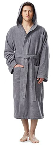 Badrock med huva för män | vaddlängd, Storlek män: XXL, Storlek unisex: XXL-3XL, Färg: Grå