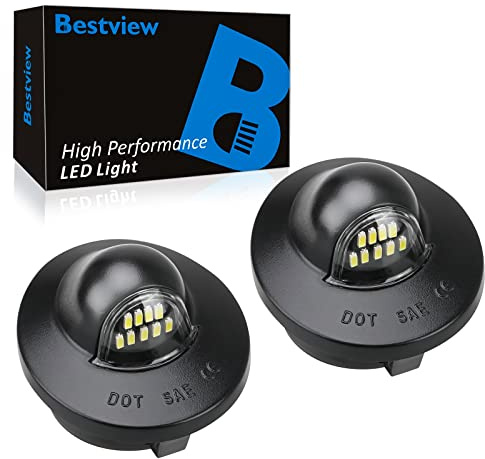 Bestview LED License Plate Light Tag Lights Assembly Compatible with Ford F150 F250 F350 F450 F550 Superduty Explorer Ranger Expedition Excursion Bronco, 6500K White Pack of 2