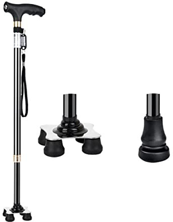 KCareU Gehstöcke für Senioren, Rutschfester Gehstock mit Verstellbarer Länge für ältere Menschen, mit ultraleichter 4-Bein-Basis