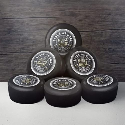 6 x Black as Coal Cheddar Truckles – 200g Each | British Mature Cheese Infused with Activated Charcoal | Wax-Coated, Fridge-Ready & Perfect for Snacking, Sandwiches & Cheese Boards