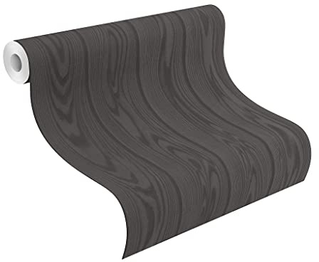 Rasch Tapete 499544 - Vliestapete in Schwarz mit Holzoptik, Holz-Maserung, Leisten, Struktur