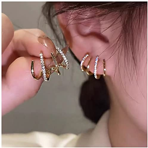 Inateannal Boho Kristall Ohrringe Gold Cz Nadel Klaue Ohrstecker Ohrringe Funkeln Nadel Klaue Ohrringe Minimalistisch Huggie Illusion Ohrringe Schmuck Für Frauen Und Mädchen Geschenke