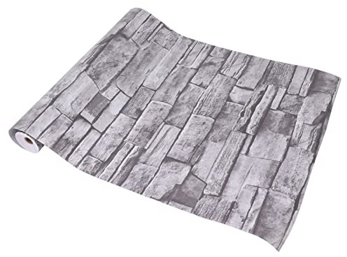 Tyenaza Papel Tapiz De Ladrillo 3D, Papel Tapiz De Piedra Peel and Stick Papel Tapiz De Ladrillo Vintage Autoadhesivo De PVC 3D para Decoración del Hogar Gris