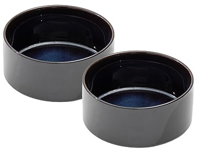 Havniva Keramik 15.5cm Hundenäpfe für kleine und mittelgroße Hunderassen Futter- und Wassernäpfe (2er Set - Sternenhimmel, 850ml)