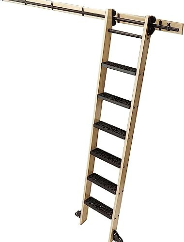 Rollende Bibliotheksleiter, Schiebeleiter-Schienensatz, robuste Gleitschienen | Rollleitern für Bücherregale oder Lagerrollensysteme, mit Bodenrädern (ohne Leiter)