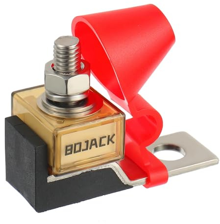 BOJACK MRBF Klemmen-Sicherungsblock- Staubdichter Einzelbolzen 5/16 Zoll (M8) mit 60A 58V Sicherung Kompakte Marine-Sicherung